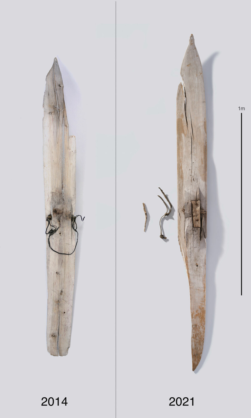 The first ski was found in 2014, the other ski melted out of the ice in 2021 just five meters away from the other. It has now been established that the skis are from the pre-Viking Age.