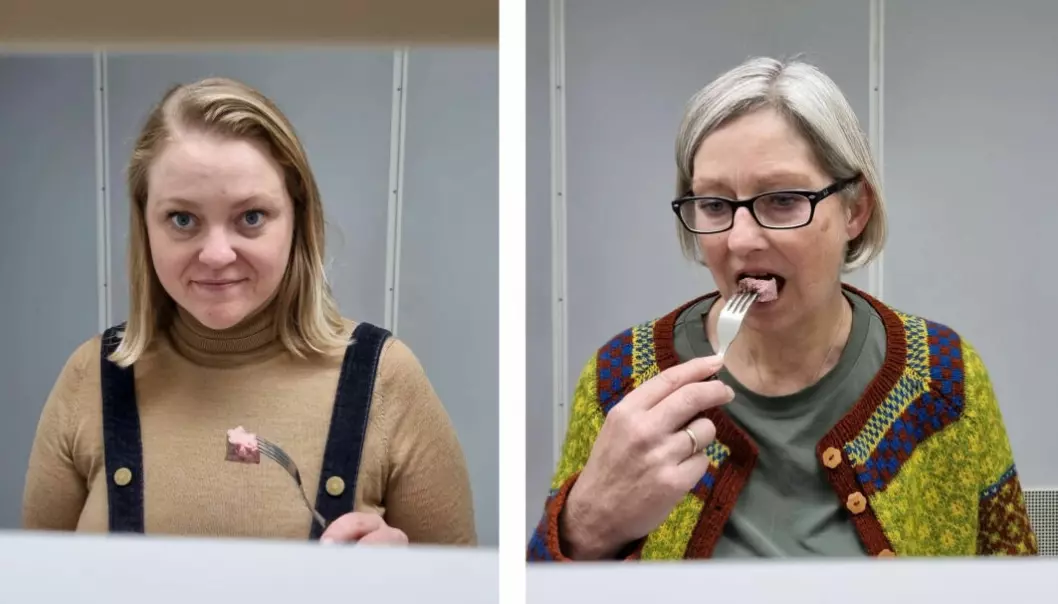 Their job is to taste food for scientists. Anine K. Dahl Kallstad (left) and Kristin Enger work as taste testers at Nofima.