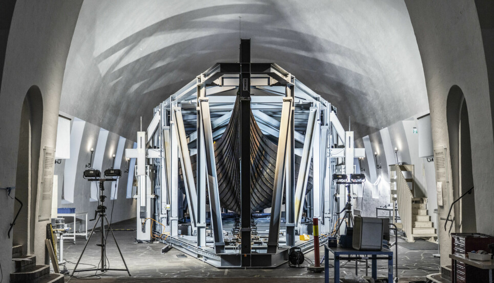The Viking ship museum in Bygdøy, Oslo, is closed. The construction of a new Museum of the Viking Age starts this February. The image shows the Gokstad ship inside its steel rig. The ship will remain in this spot during most of the construction process.