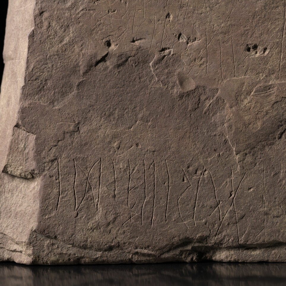 This could be the oldest runes we know about, carved into a 31x32 cm block of reddish-brown Ringerike sandstone.