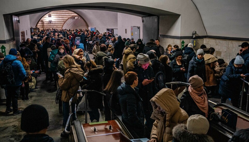 People in Ukraine's capital Kyiv seek refuge in the metro during a Russian attack on December 16.