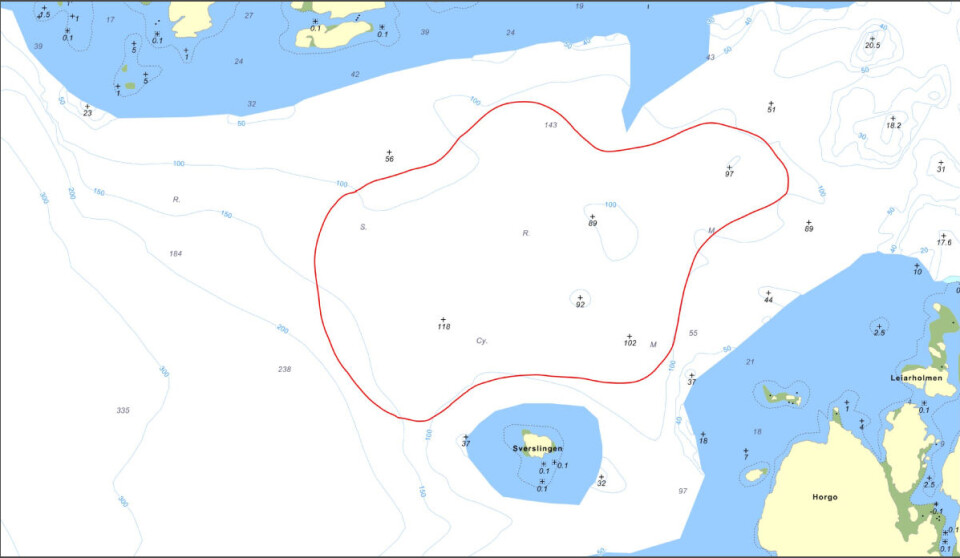 Here, Hinriksson has circled a spot in a randomly chosen area that is typical hake territory. “I have no idea whether there are any hake there, but it looks perfect on the map,” he says.