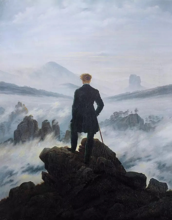 A classical painting thought to show the experience of the sublime is Caspar David Friedrich’s Wanderer above the Sea of Fog, 1817
