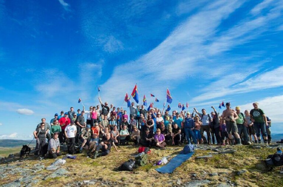 From the Storheia protest march in 2016, which was marked with several Sámi flags.