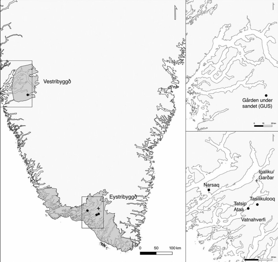 Here you can see where the settlements included in this study are located in Greenland.