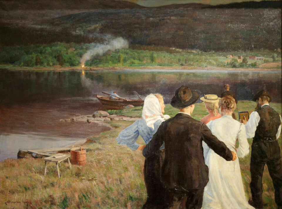 People in rural areas often gathered outdoors around bonfires on Midsummer's Eve.