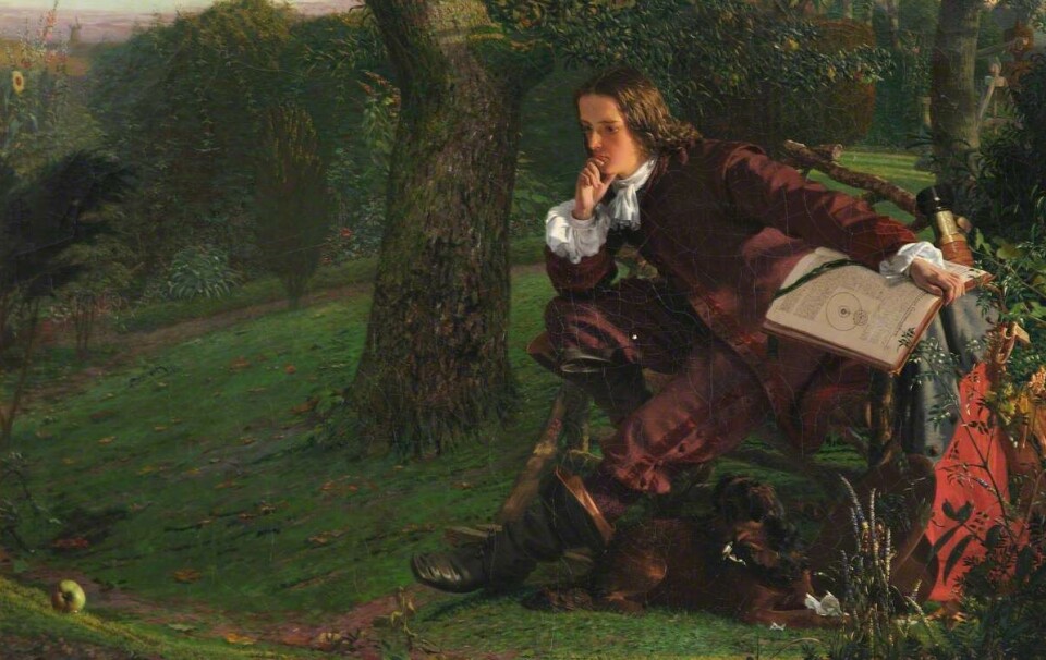 A falling apple reportedly gave English scientist Isaac Newton the idea for the theory of gravity.