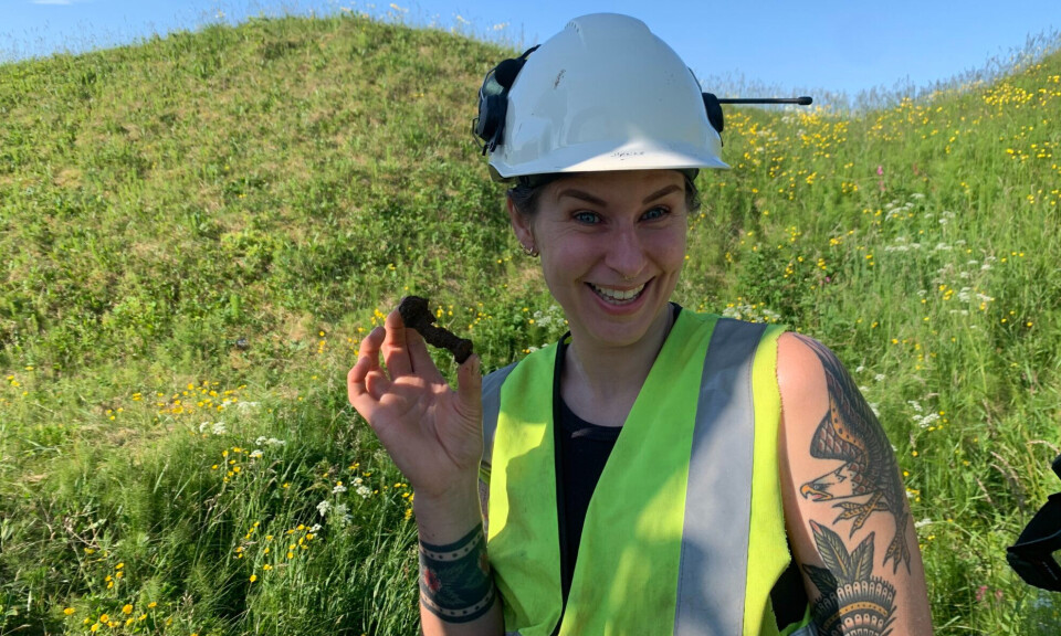 The excitement was through the roof when the first ship rivet was found. The photos shows archaeologist and field leader Hanne Brynn.