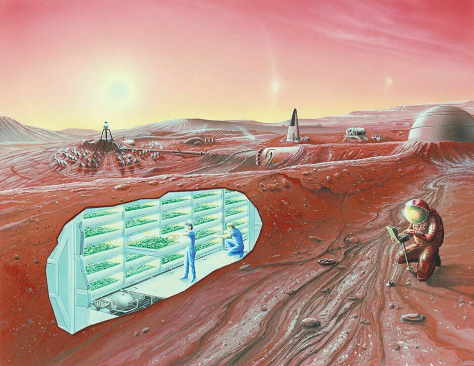 Another futuristic vision showing a possible base on Mars. Here you can see plants being cultivated underground.