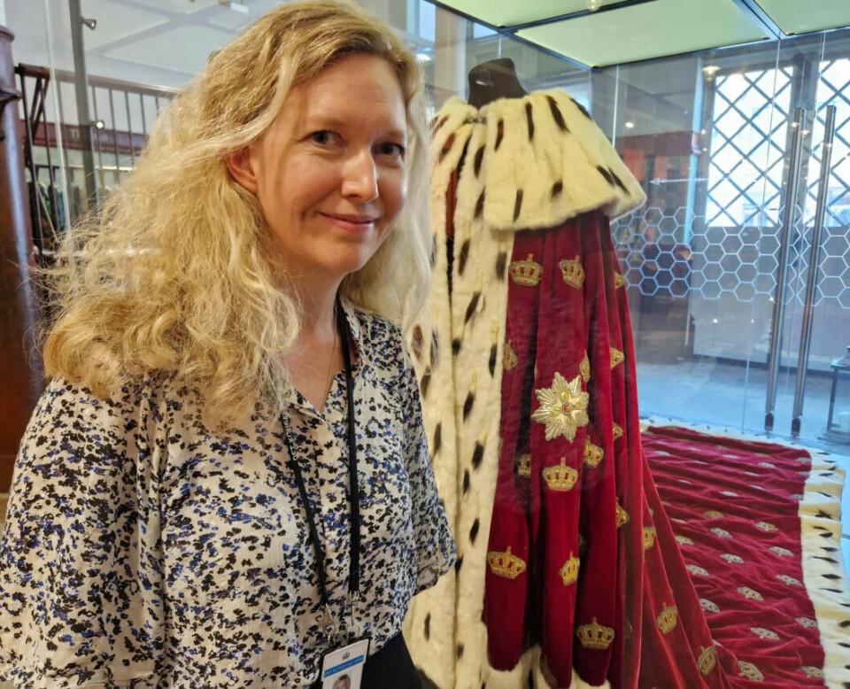 After the queen's coronation robe was used for the last time, it was hung up for storage. Pests found their way to it in storage, causing damage. During restoration, two other robes were sacrificed - the hereditary prince robes that were only used in the procession to the coronation. 'As a result, these were lost. They used materials from these robes when they repaired the coronation robes,' Sandra Lorentzen, curator at the Art Stable, explains.