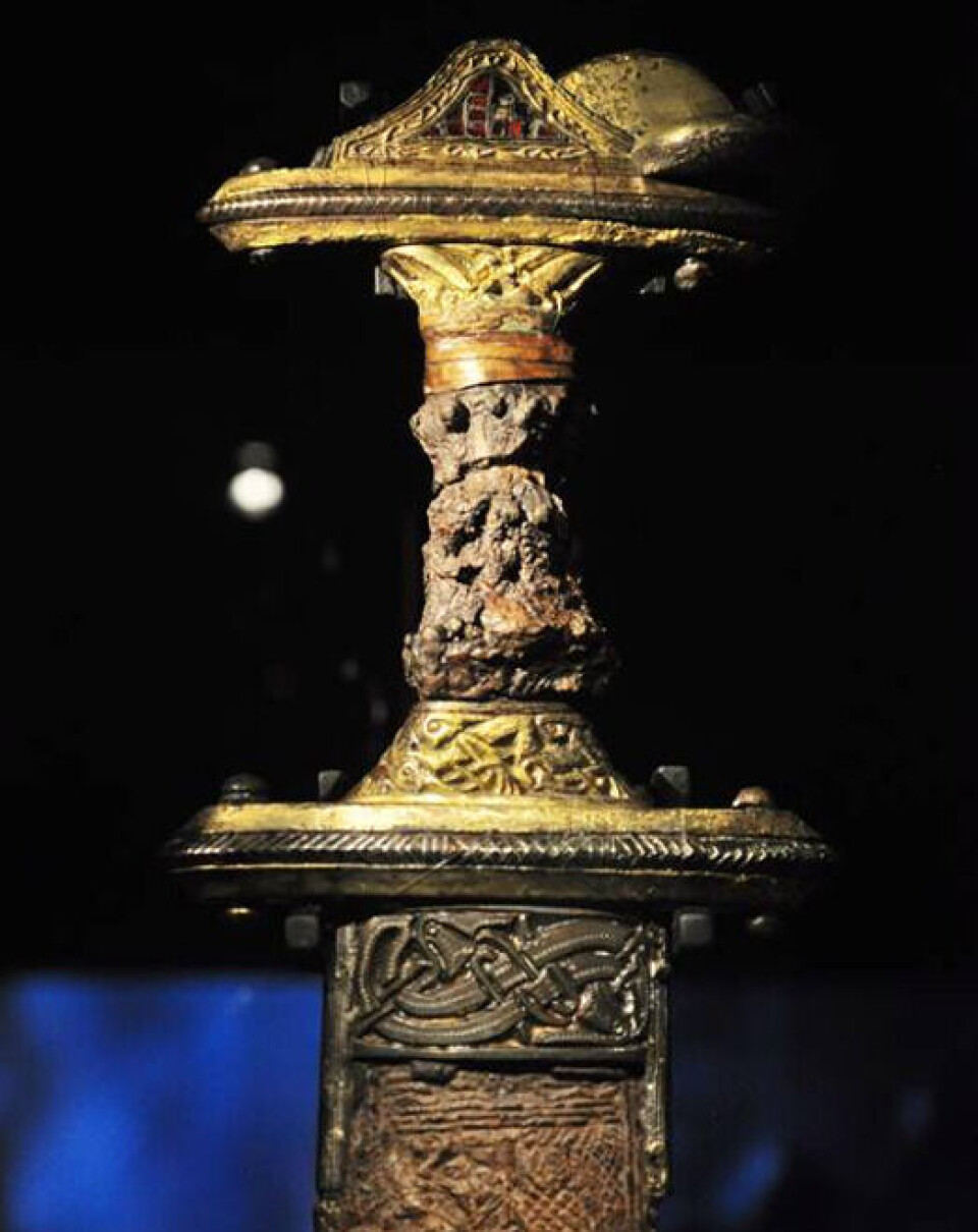 The weapons in the graves were richly decorated. This sword was found in one of the boat graves, Valsgärde 7.