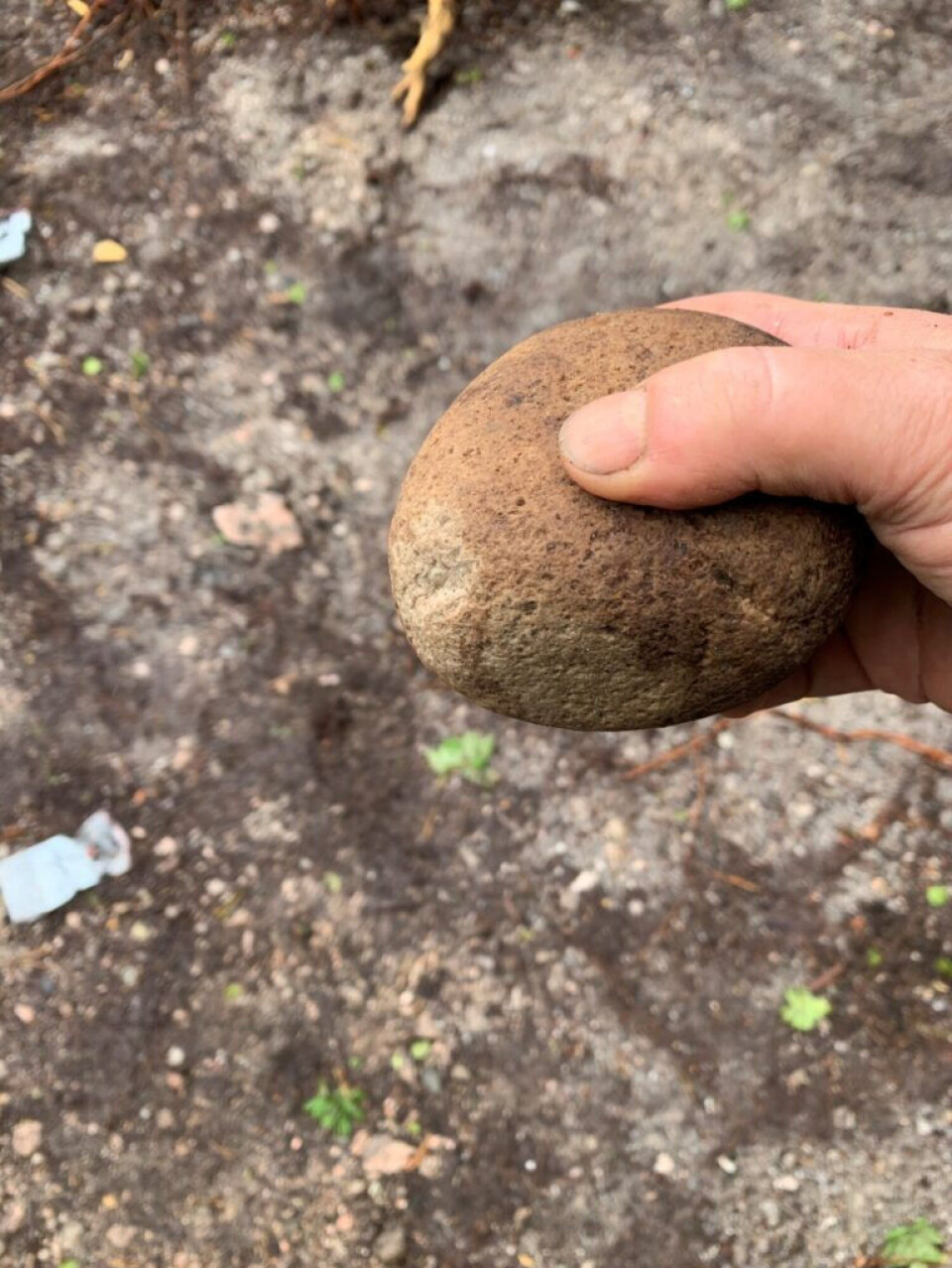 This is a type of stone hammer, a tool flint smiths used to shape tools. The technique used by the eastern immigrants was quite difficult. It’s something you have to be trained in and not something you can copy just by looking at a tool.