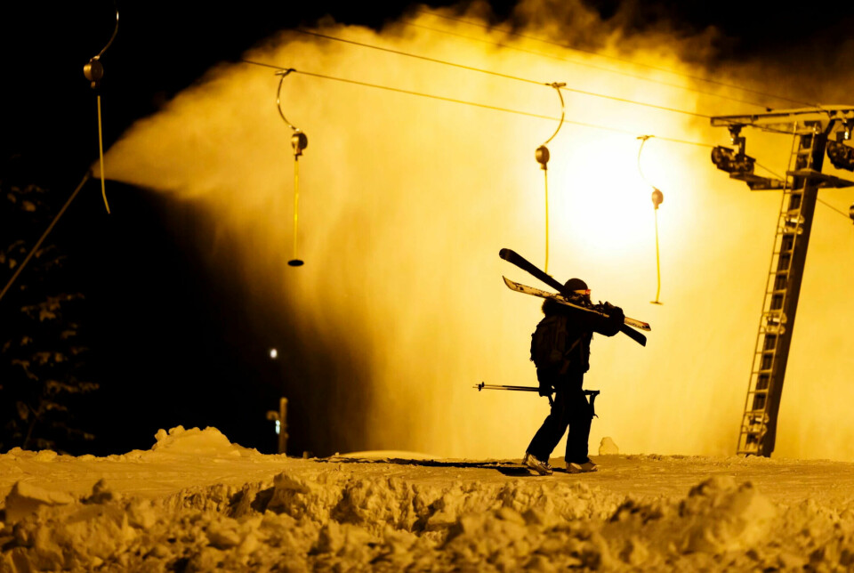 Snow cannons will save some ski resorts, at least for a few years going forward. This photo is from Tryvann in Oslo.