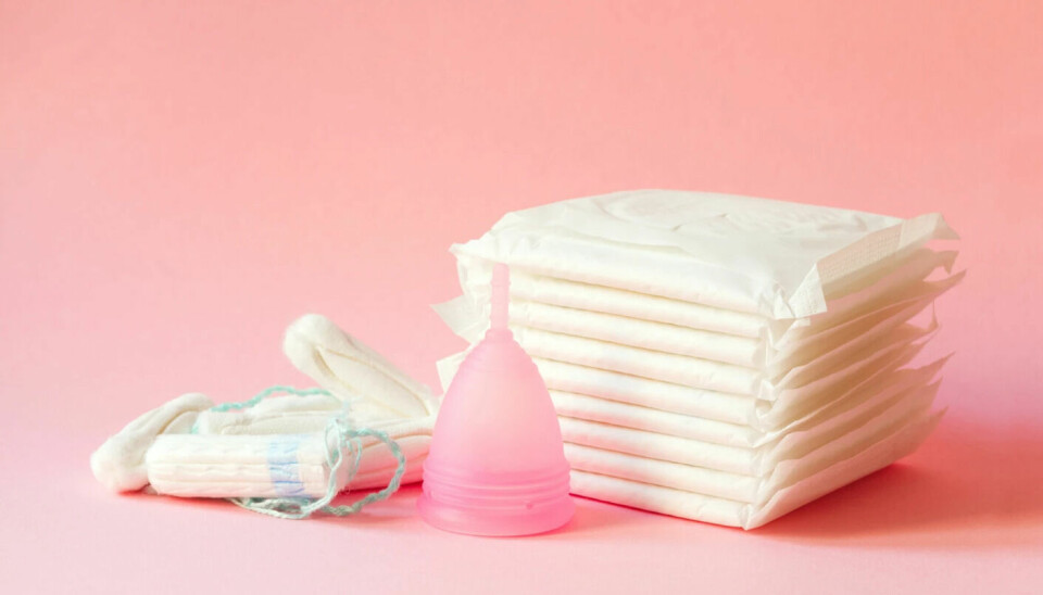 There are several different menstrual products you can use. Here you see a picture of tampons, pads, and a menstrual cup.