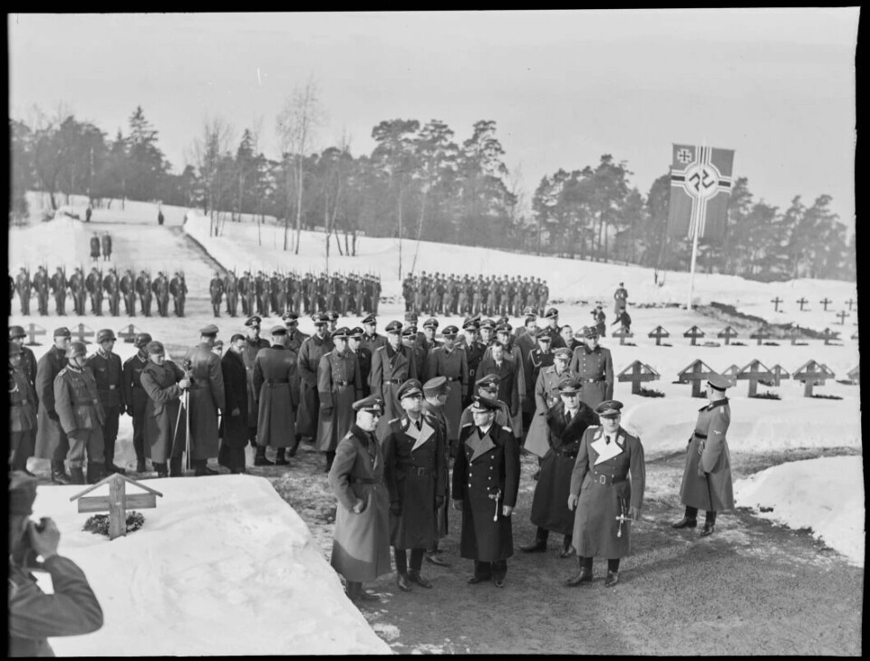 Memorial ceremony for fallen German soldiers in Oslo. But not many German soldiers died in battle in Norway. Here, many of the occupying forces had little to do.