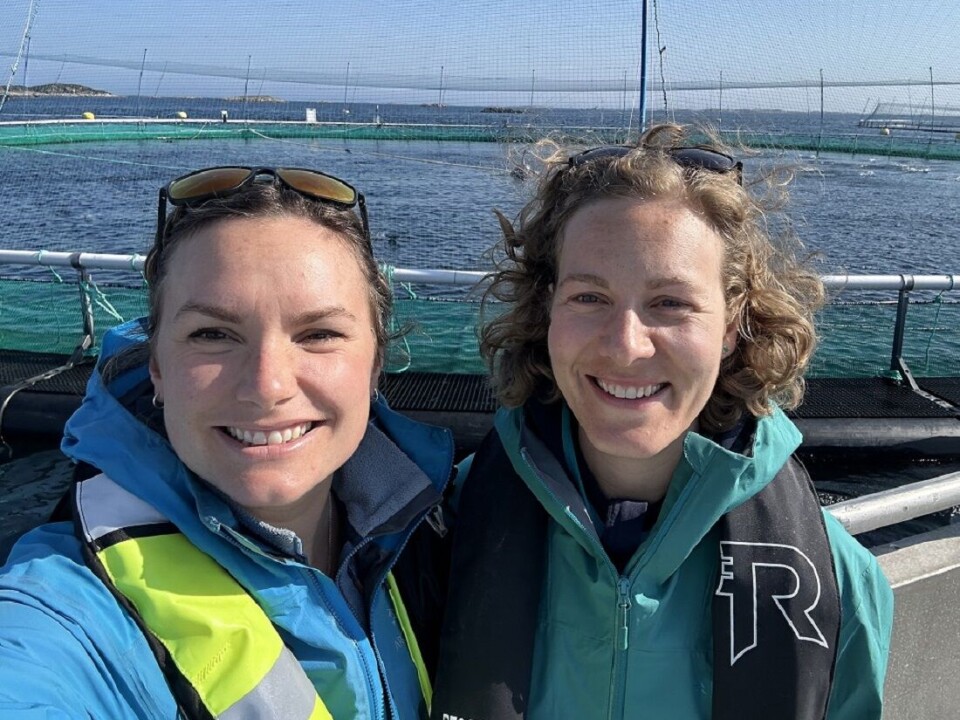 From left: Kathrine Kjos Five and Ingrid Schafroth Sandbakken are working together to better use salmon byproducts.