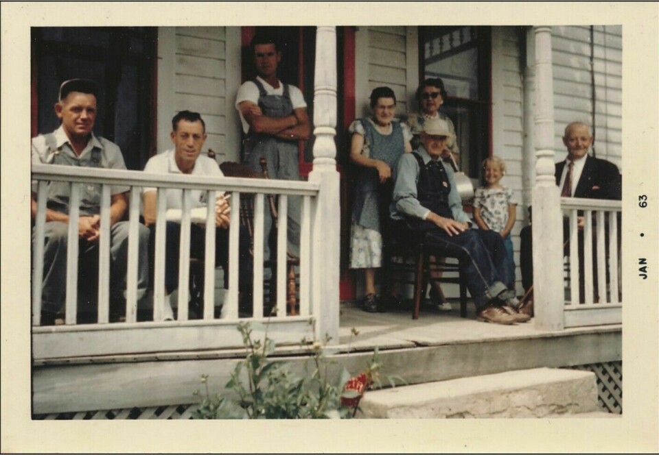 The Bjorgo family out on the porch in 1962.