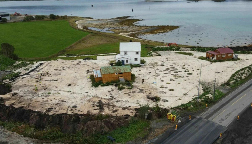 Drone photo of the excavation at Rødskjær in Harstad municipality.