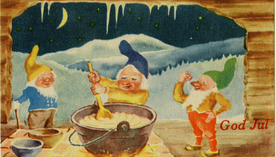 When red tuques were banned, Paul Lillo-Stenberg drew Norwegian Christmas gnomes with yellow, blue, and green hats on his Christmas cards.
