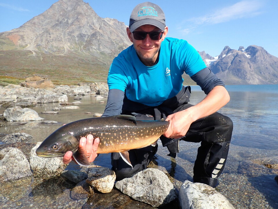 Jan G. Davidsen with a beautiful Arctic char caught in Lake Tasersuaq in Greenland.