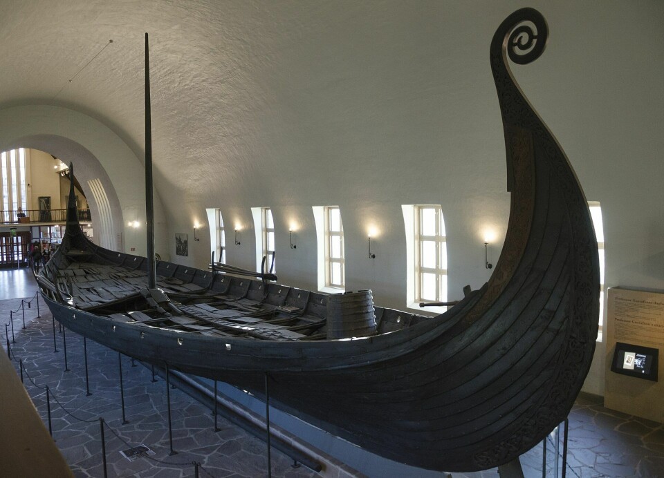 The Oseberg ship as it appeared in its restored form at the old Viking Ship Museum.