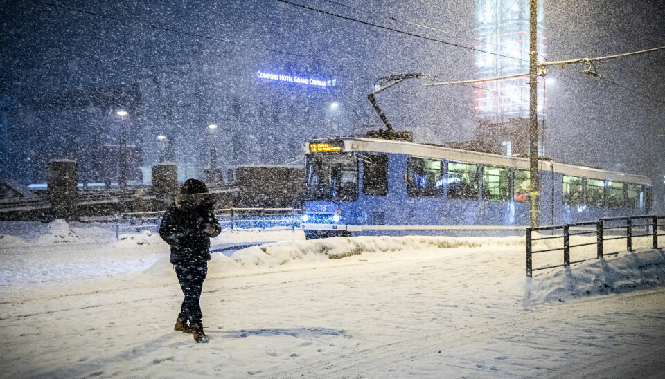 Heavy snow in Oslo.