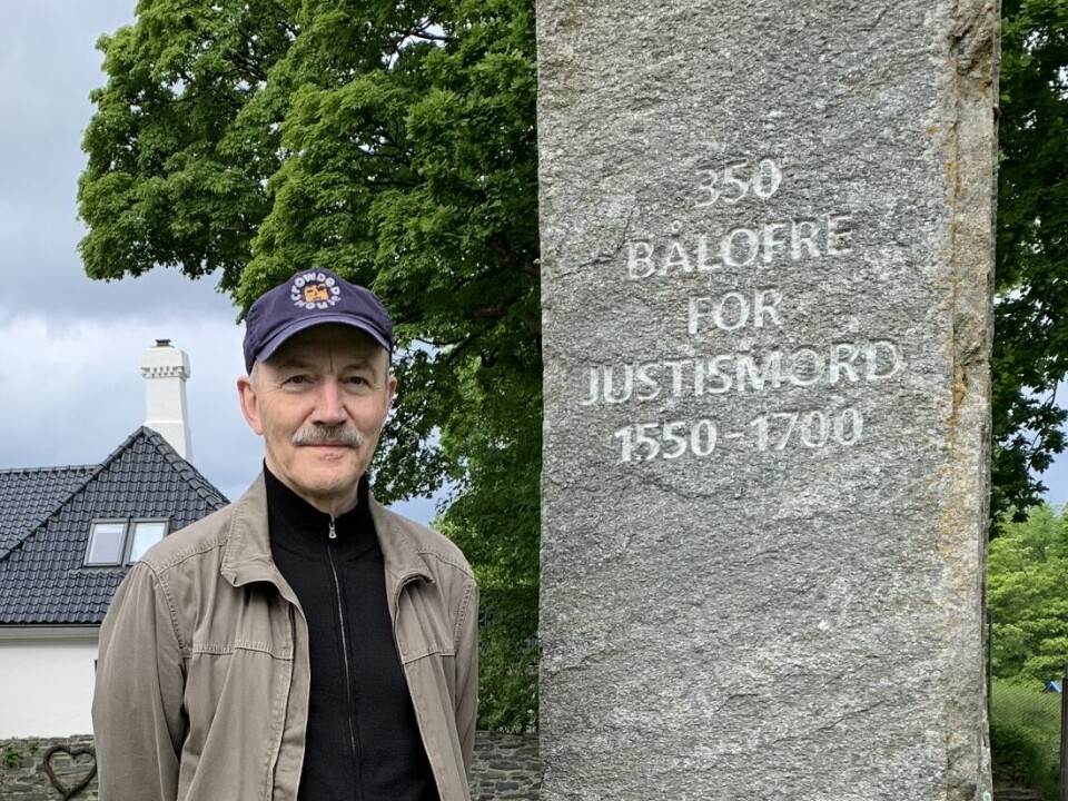 Rune Blix Hagen at the Norwegian national memorial for all those who fell victim to the witch trials, in Bergen. Hagen is researching the trials against witches and wizards in Northern Norway.
