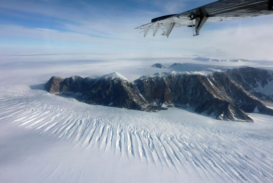 This illustration shows a part of the mountain range that stretches through Antarctica. It is among the mountains in this range that some of the oldest known ice has been found. The picture is from 2011.