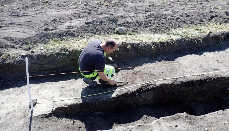Christian Løchsen Rødsrud is excavating for traces of a Viking ship at Jarlsberg Manor outside Tønsberg in southeastern Norway. Christian Løchsen Rødsrud is excavating for traces of a Viking ship at Jarlsberg Manor outside Tønsberg in southeastern Norway.