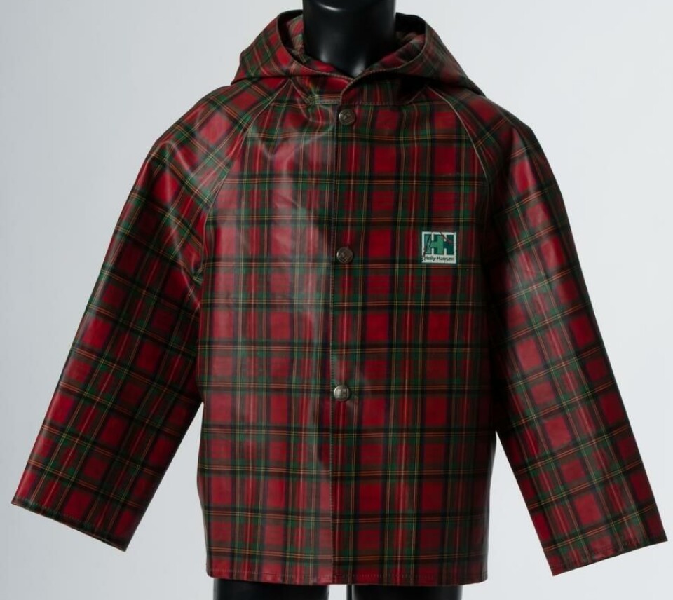 This children’s rain jacket was made of cotton and was coated in plastic.