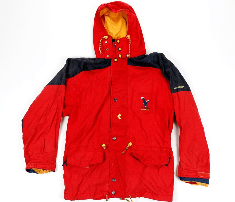 An all-weather jacket from the early 1990s. It has a lining and fleece, making it warmer than earlier rainwear.