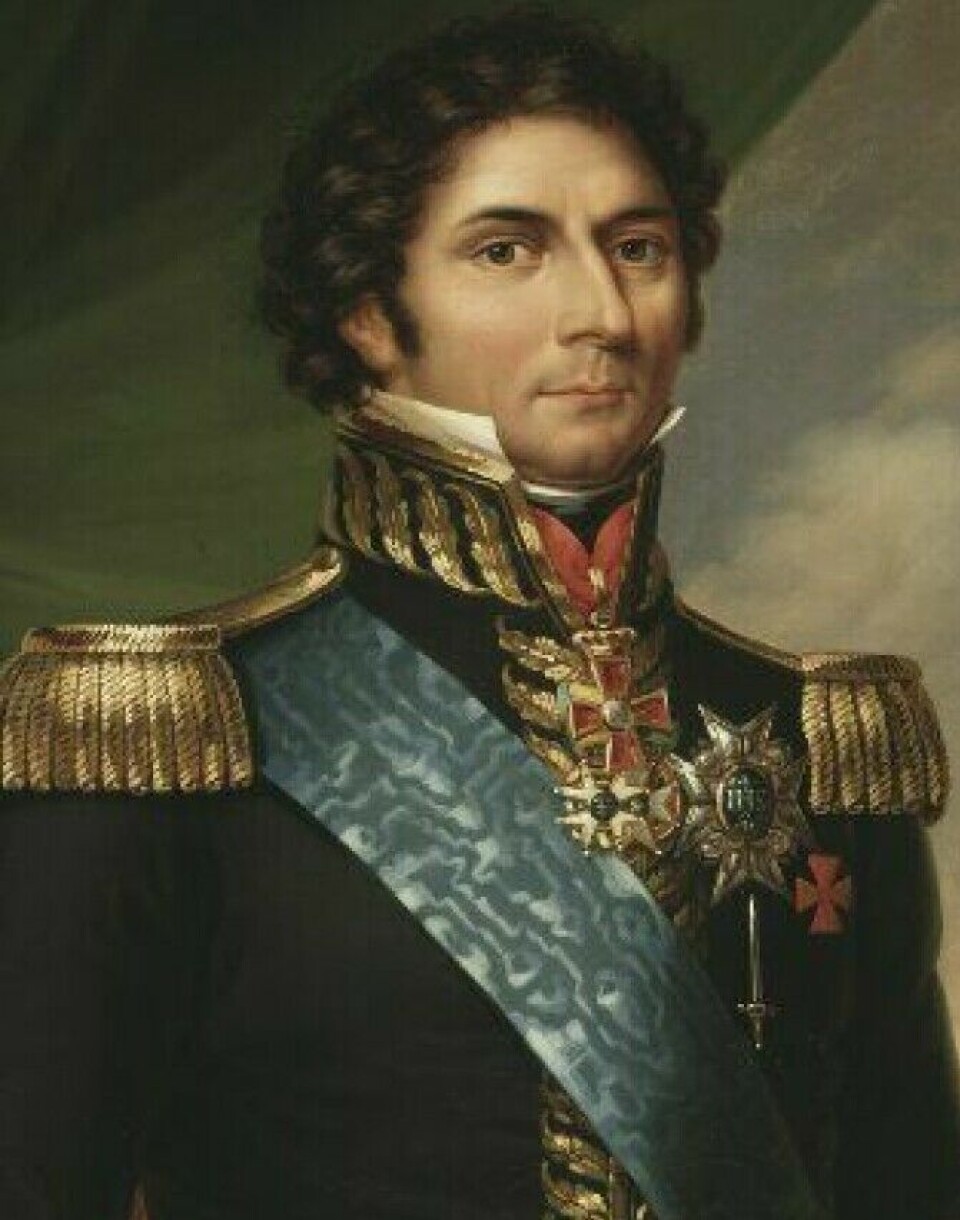 Karl Johan was the crown prince of Sweden when he led the war against the Norwegians and the Norwegian King Carl Frederik.