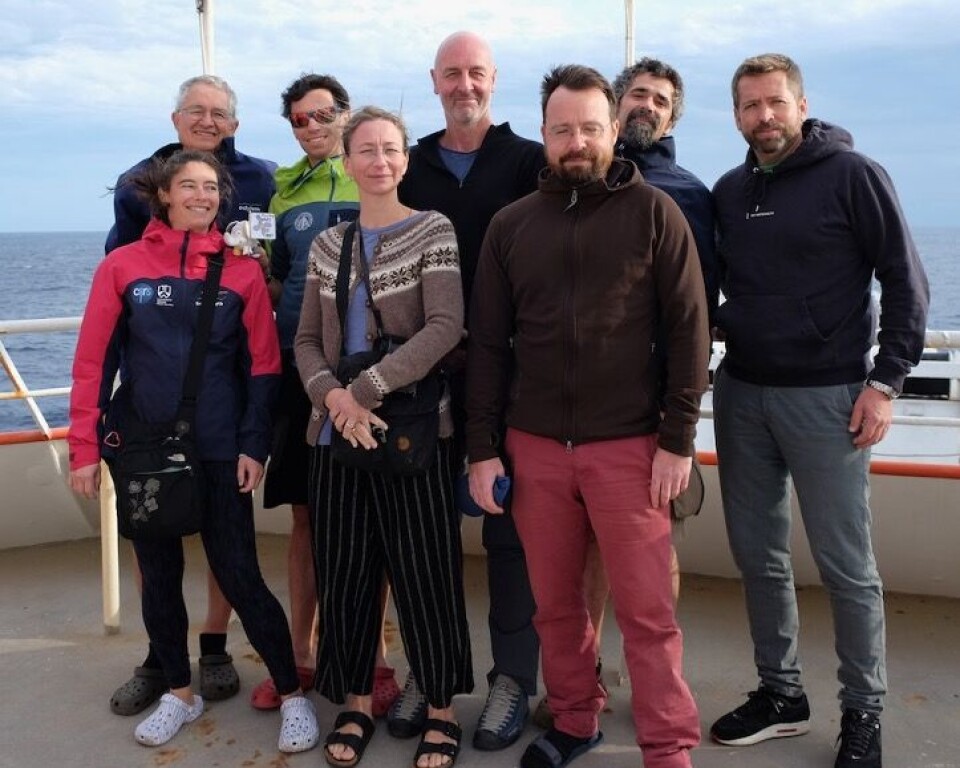 The Kerguelen team, from right: Jostein Bakke, Fabien Arnaud, Eivind Støren, Aart Verhage, Henriette Linge, Ludovic Ravannel, Charline Giguet-Covex, and Philip Deline.