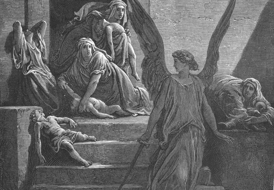 When God punished Egypt with ten plagues, he sent a 'destroyer' – interpreted as an angel of death – who killed the eldest child in each family.