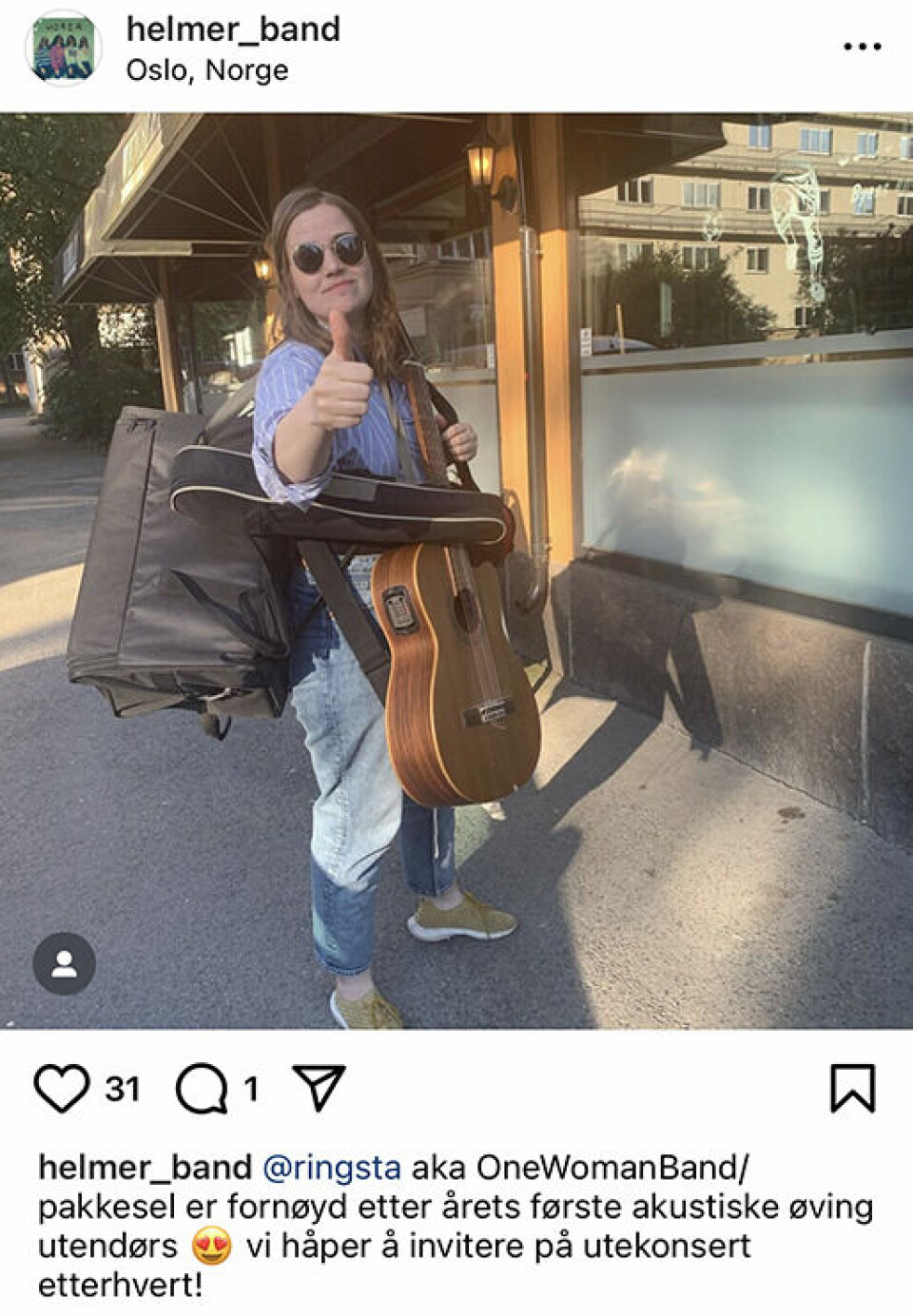 Musicians feel they have to share who they are as individuals, not just as musicians. Here is one of the band members in Helmer.