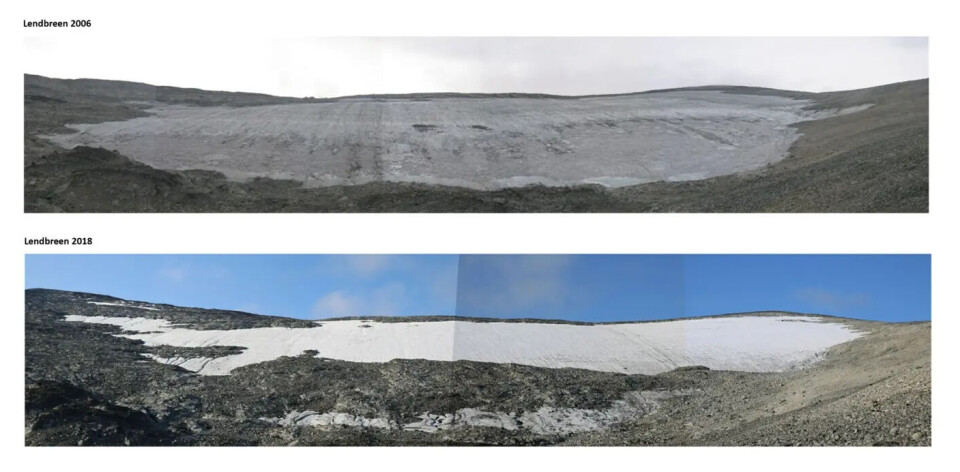 At the top – Lendbreen in 2006, followed by Lendbreen in 2018.