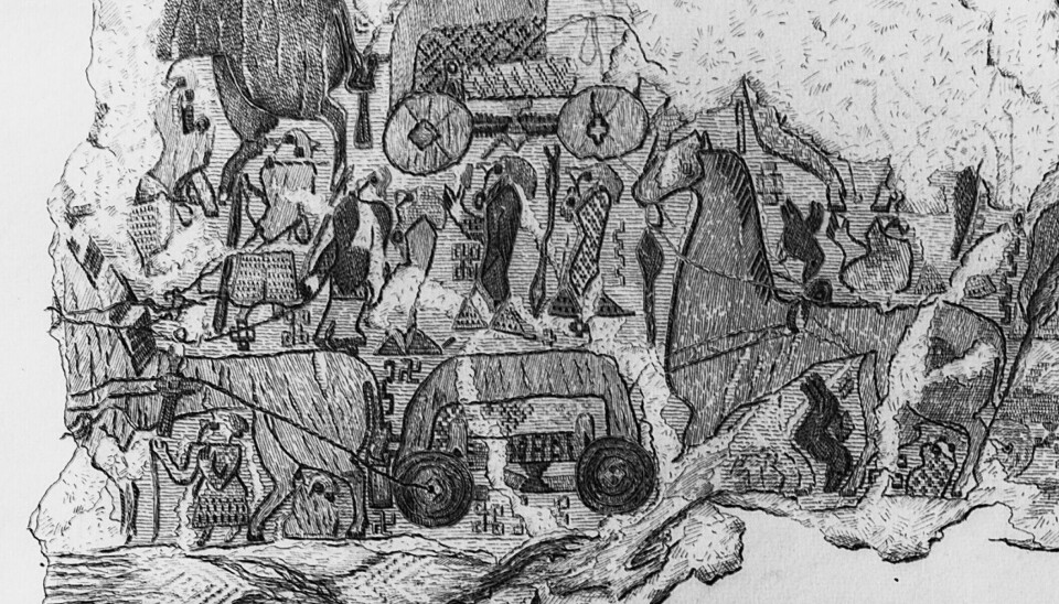 An old reconstruction of the fragment above. Here you can clearly see the procession with wagons, horses, and people.