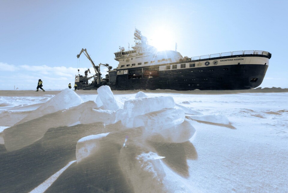 The ship Kronprins Haakon was used for fieldwork in the Barents Sea during the Nansen Legacy project.