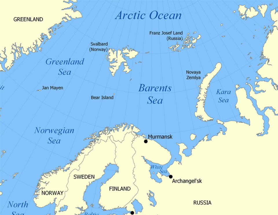 The Barents Sea lies between the islands of Svalbard, Franz Josef Land, and Novaya Zemlya.