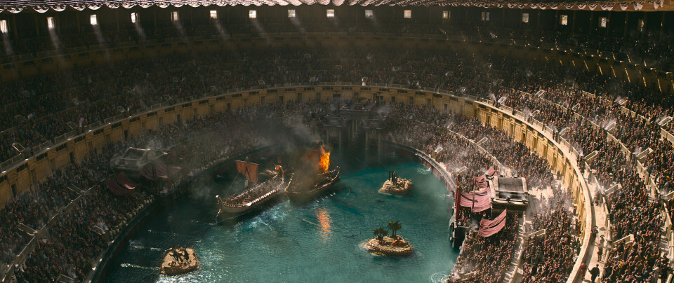 The sea battle shown in “Gladiator II”. You can glimpse sharks in the water.