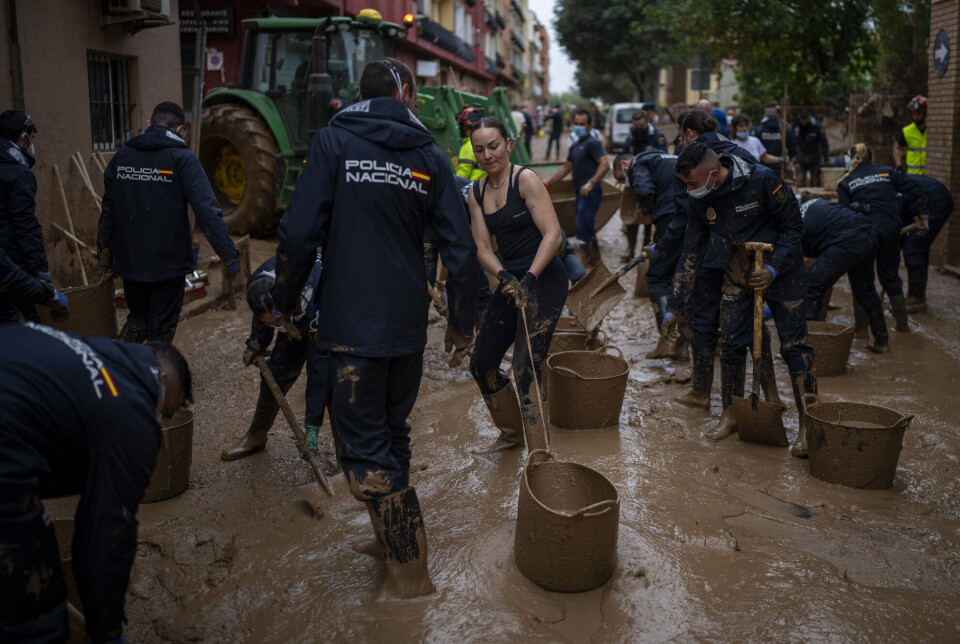 Mud is removed from the streets after the flood disaster in Valencia, Spain, at the end of October, where over 200 people lost their lives.