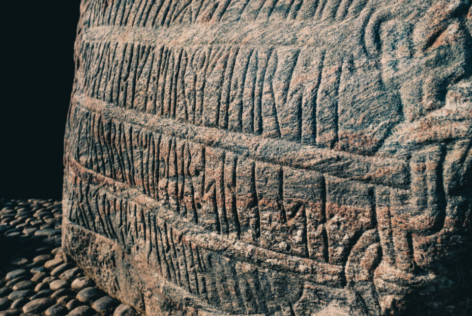 The large Jelling stone is called Denmark's baptismal certificate. It is dated to around 965 and is believed to have been erected by King Harald Bluetooth, as stated on the stone itself.