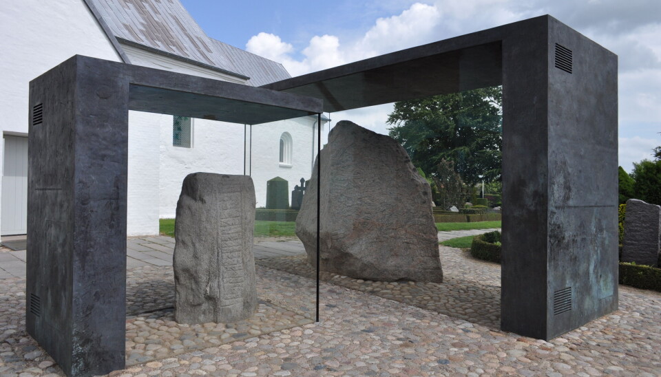 Today, the runestones in Jelling are protected from weather, wind, and tourists in two display cases.