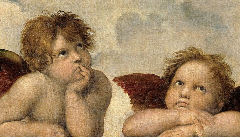 In 1512, Raphael painted these cherubic child angels as part of the Sistine Madonna painting.