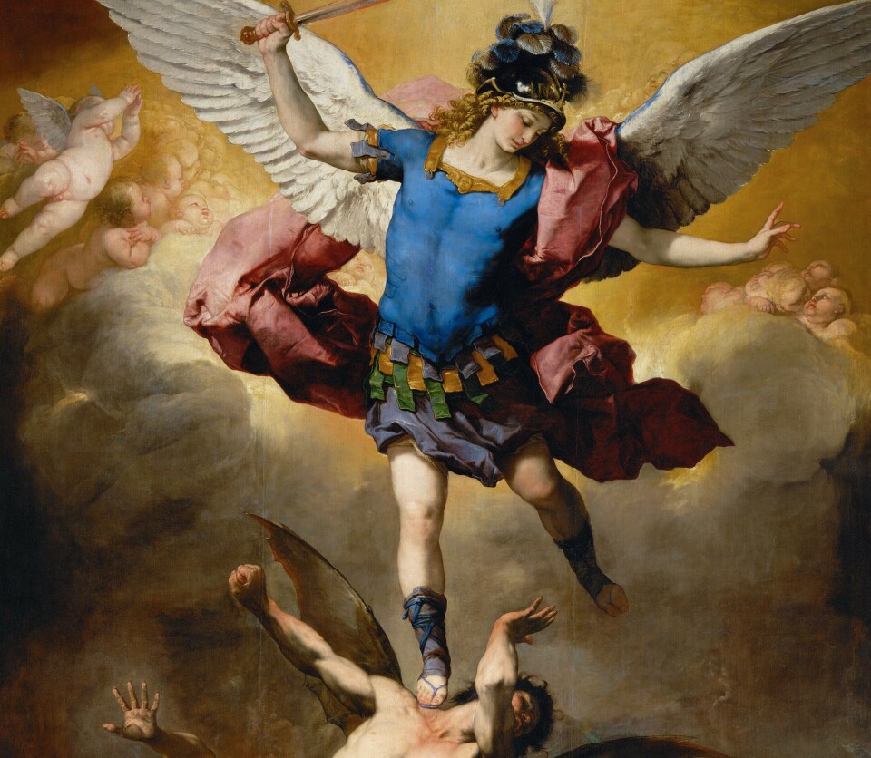 Archangel Michael's battle against Satan has been a popular motif in church art. Here, in a painting from the 1600s.