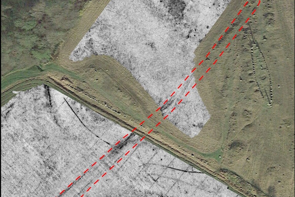 Interpretation of archaeological structures shows where traces of Galärvegen have been found.