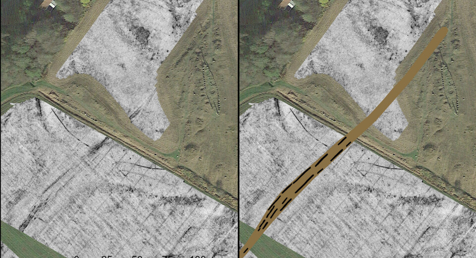 Traces of logs provides a good indication on the whereabouts of the old road. The logs are shown in black.