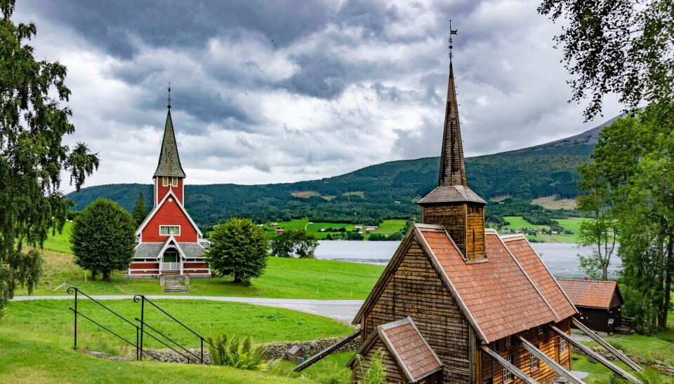 Rødven Stave Church (on the right) could have been built in just one year, says historian Morten Stige. He estimates that building a similar church in stone would have taken eight times as long.