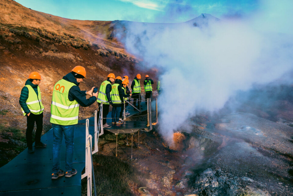 Researchers at work at a geothermal field in Iceland.