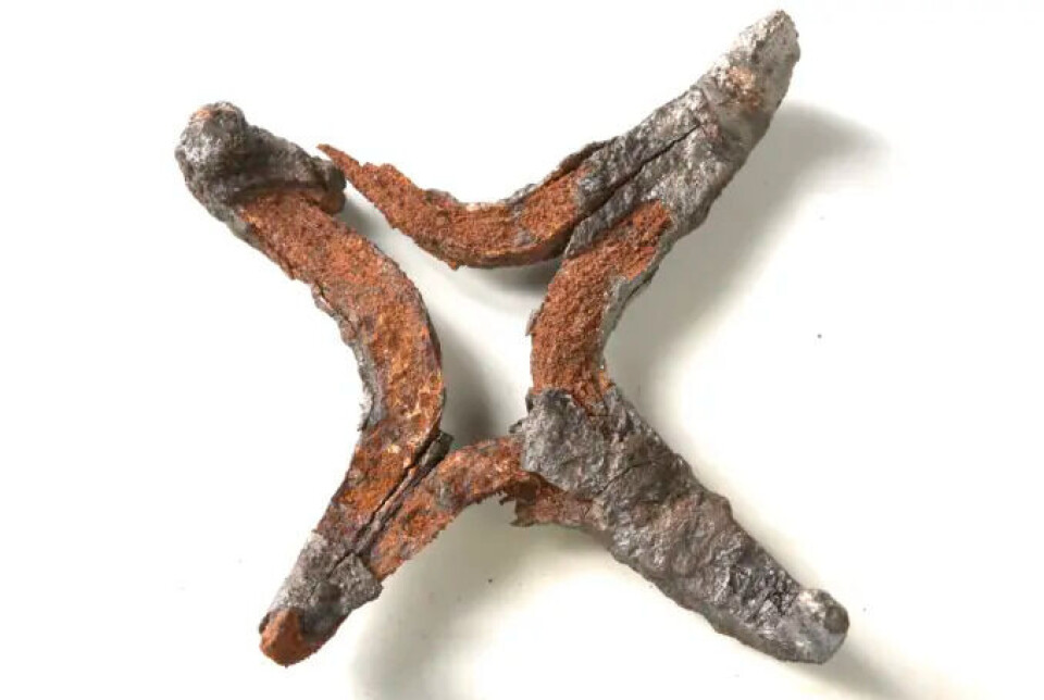 A star-shaped crampon from the Middle Ages, found in the shoemaking quarter of Old Oslo (Oslogate 6).